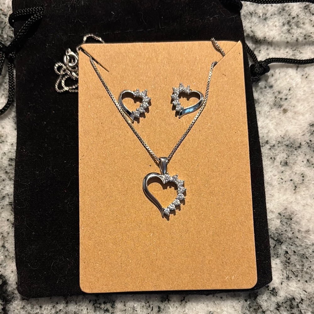 Silver Heart Jewelry Set